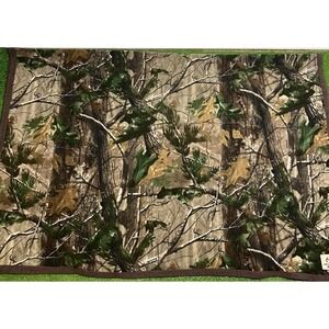 Vintage Heavy Camo Blanket 102" X  70" Real Tree APG Sherpa Lined Hunting EUC‎